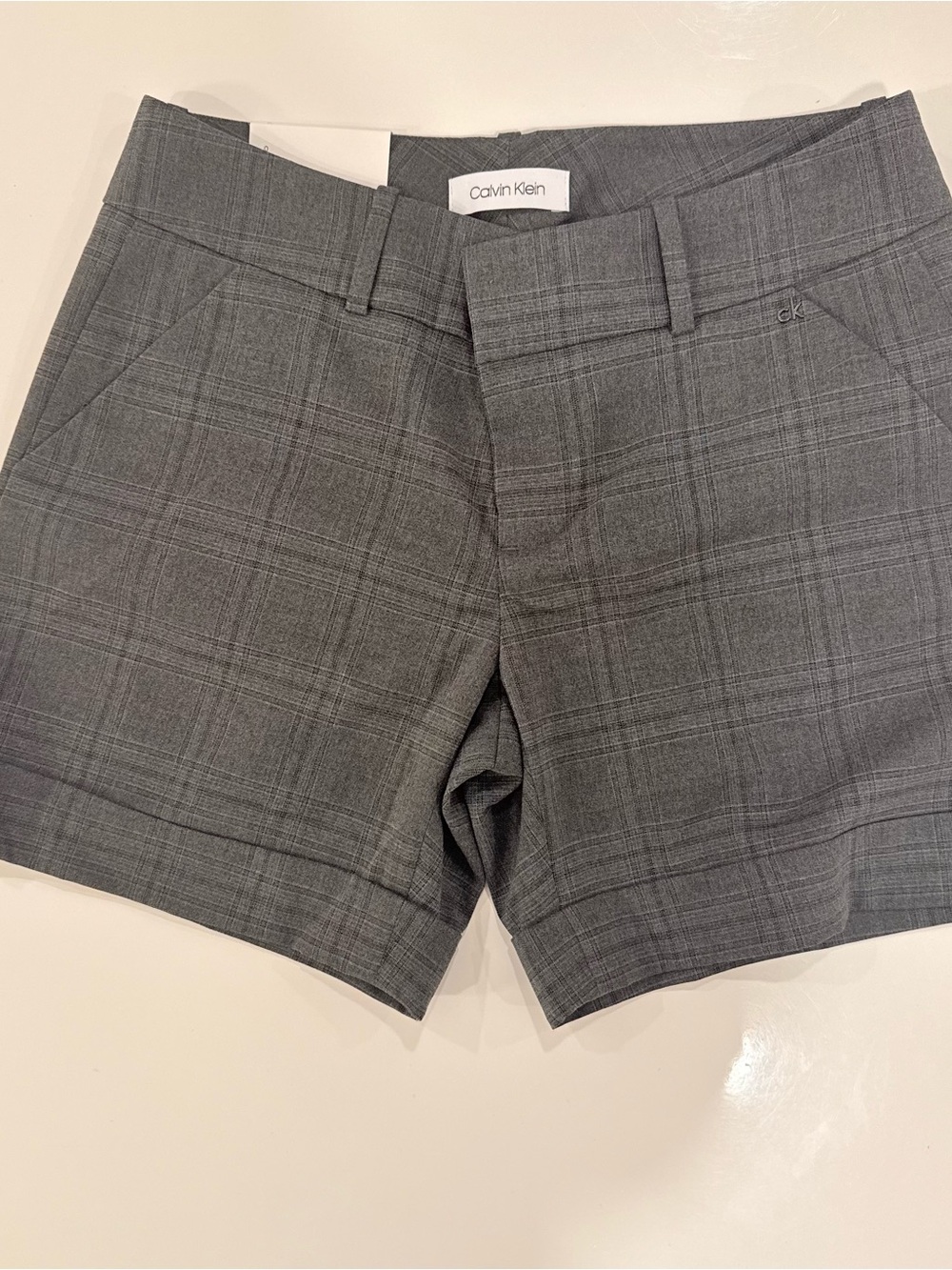 Calvin Klein Women's Gray Plaid Dress Shorts